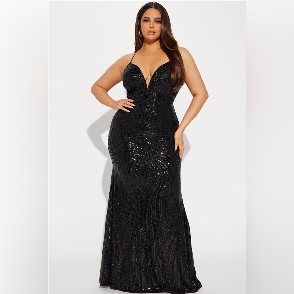 Tayla Sequin Maxi Dress - Black